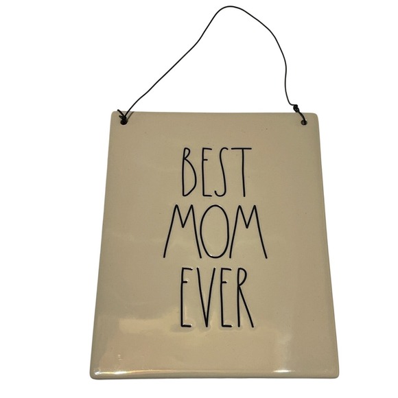 Rae Dunn Other - Rae Dunn Best Mom Ever Ceramic Wall Hanging Plaque Sign Cream Black Wire Hanger